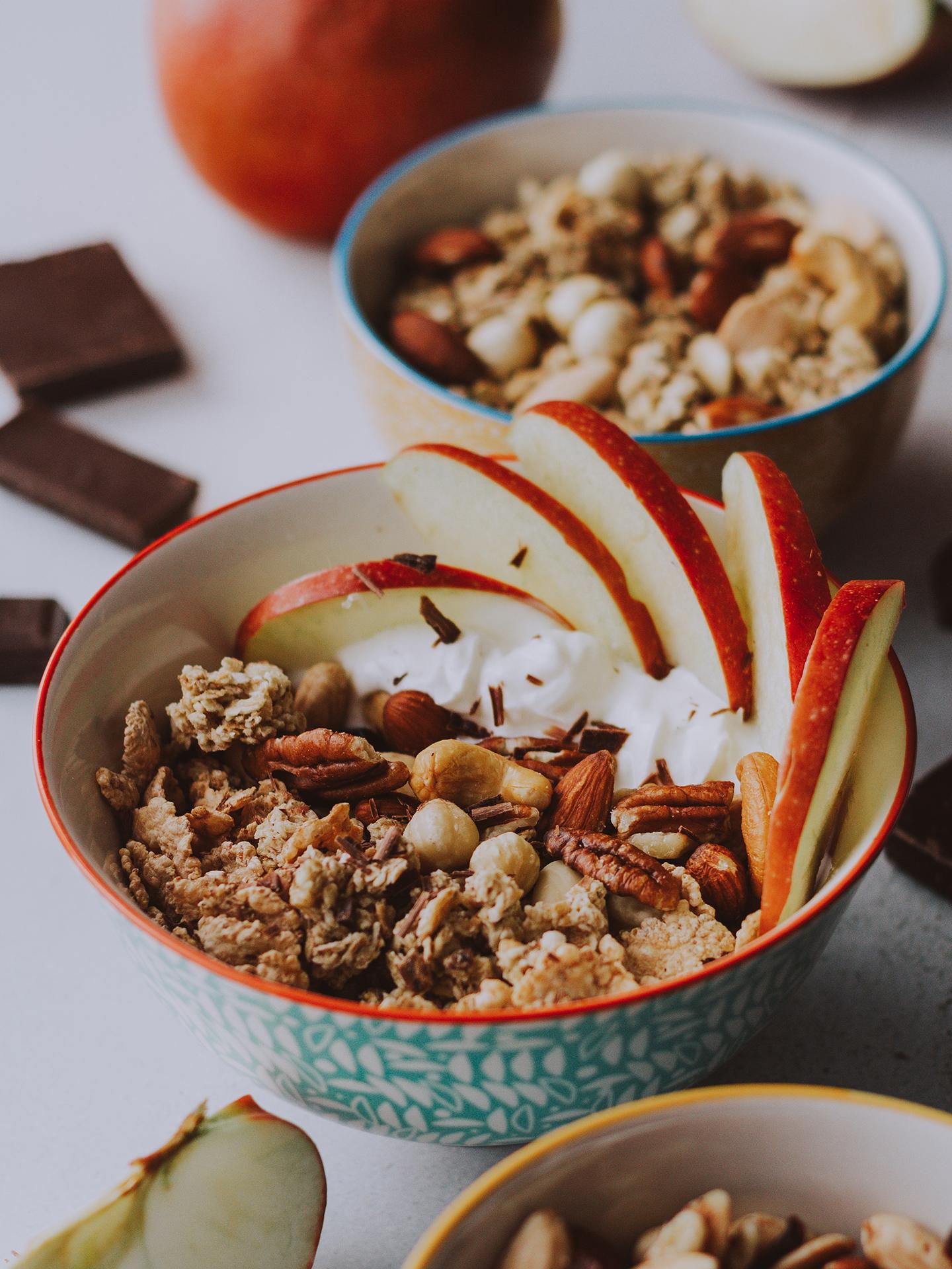 Petit déjeuner - pomme - muesli