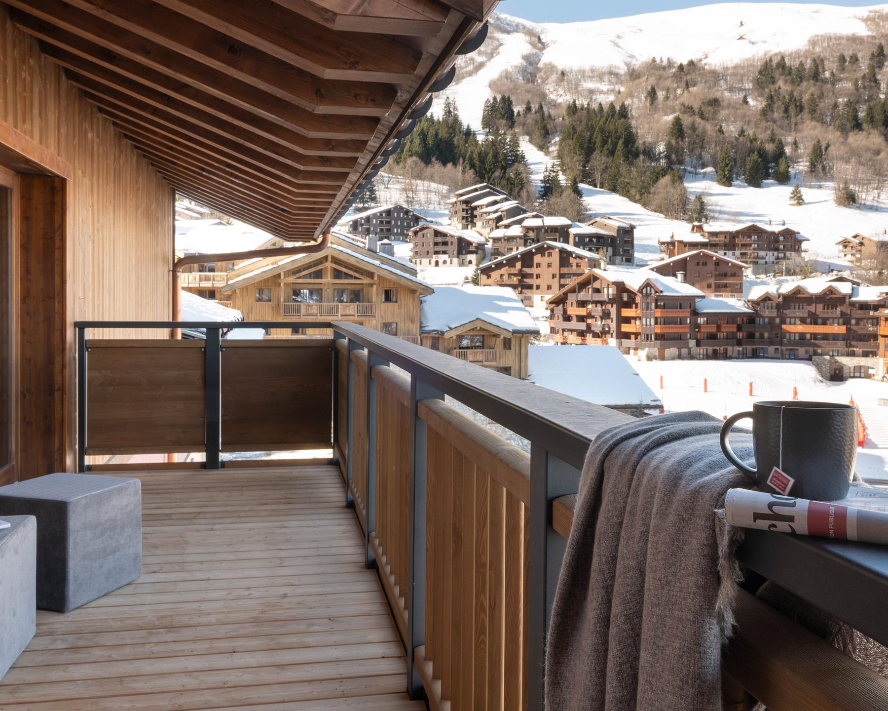 Résidence Akoya - Valmorel - 4P8 Prestige - Balcon avec vue sur les pistes