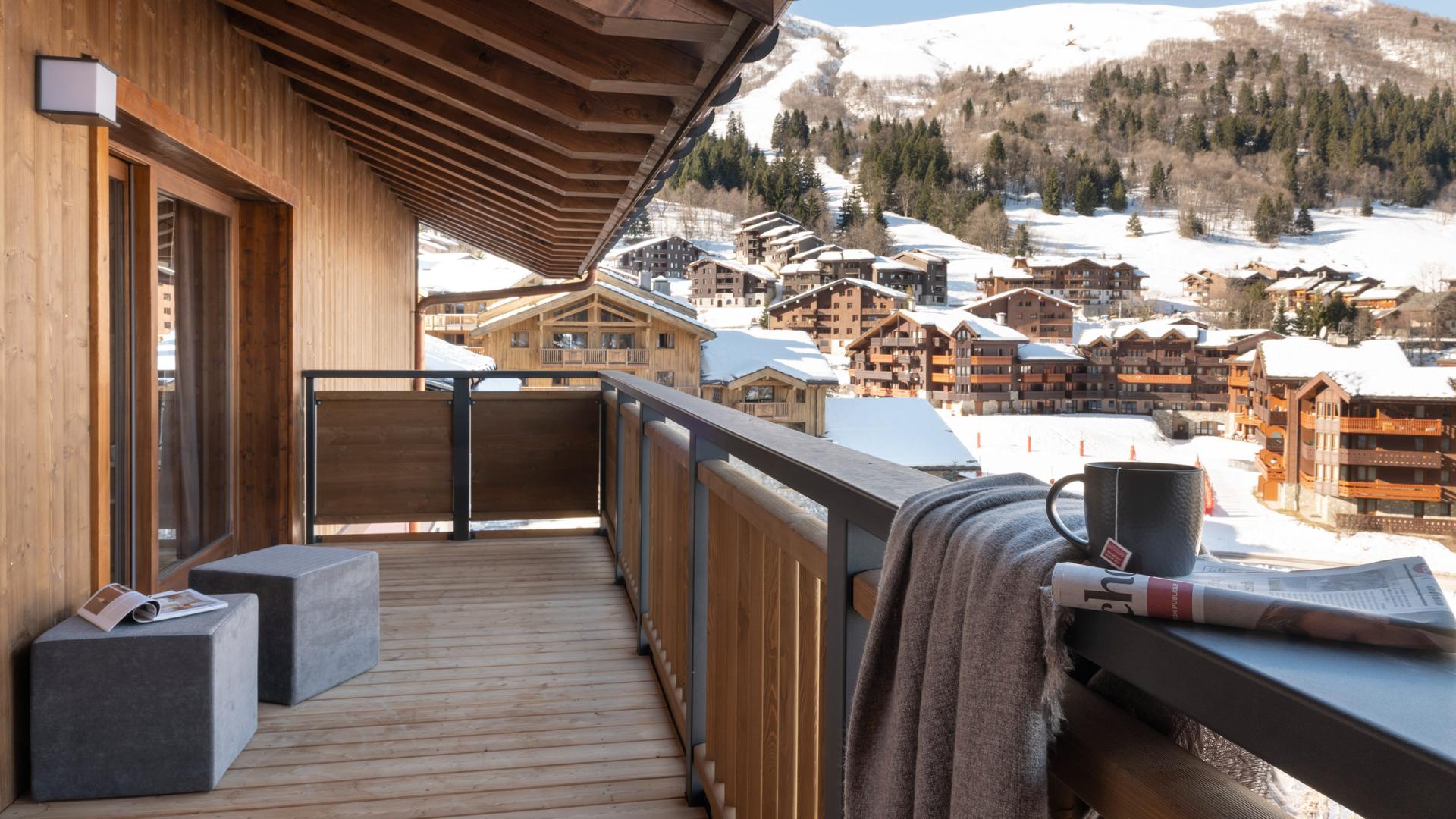 Résidence Akoya - Valmorel - 4P8 Prestige - Balcon avec vue sur les pistes